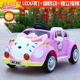 KITTY猫儿童电动车四轮双驱动宝宝遥控小汽车可坐人女宝宝玩具车