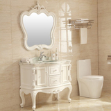 简欧浴室柜橡木洗手盆洗脸台卫浴镜柜实木落地式仿古卫生间面盆柜