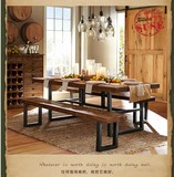 美式乡村loft铁艺工业风餐桌 复古工作台办公桌 做旧实木餐厅桌椅