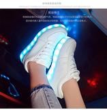 韩版春夏七彩情侣发光鞋USB充电LED荧光鞋夜光板鞋男女透气夜光鞋