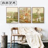 新中式客厅装饰画老树画画写意挂画沙发背景墙三联四联画壁画风景