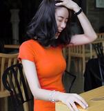 9.9少女纯色高领紧身显胸显瘦短袖夏季韩版中学生纯棉上衣女T恤潮