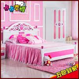 儿童床女孩公主床1.2米单人床 儿童家具套房女孩粉色床小孩高箱床