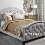 美式布艺床 简约现代新古典拉扣软包床欧式 后现代单人床卧室家具