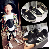 韩国童鞋2016春款儿童超纤皮运动鞋男童休闲鞋女童真皮透气板鞋特