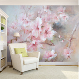 温馨卧室墙纸 客厅电视背景墙壁纸 手绘油画花卉无缝墙布大型壁画