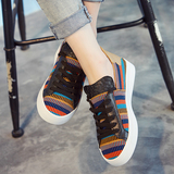 安踏女鞋夏季新款网面透气运动鞋韩版系带板鞋女学生帆布小白鞋潮