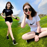 韩版2016夏季纯棉短袖短裤显瘦两件套学生休闲运动套装女夏跑步