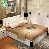 板式床 简约现代 双人床1.8/1.5米白色烤漆气动高箱床储物床特价