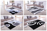 包邮现代简约加厚加密韩国亮丝地毯满铺卧室客厅茶几黑白图案定制