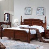 全实木床黑胡桃木床1.8米双人床欧式新古典复古卧室家具 美式乡村