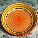 家用创意时尚彩虹陶瓷菜盘子圆形水果盘西餐盘可微波炉餐具牛排盘