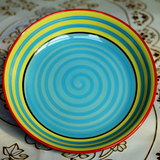 创意时尚彩虹陶瓷平盘菜盘子家用水果盘西餐盘可微波炉餐具牛排盘