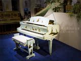 西洋古董艺术外壳钢琴-英国查林中国风蓝色三角钢琴