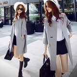2016秋季新款大码女装韩版七分袖薄款茧型风衣修身显瘦中长款外套