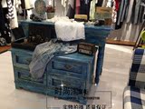 服装店中岛陈列柜高低展示柜实木做旧流水台鞋子包包展示台饰品柜