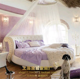 圆床 双人圆床婚床现代简约真皮欧式2米酒店大圆床公主卧室圆形床