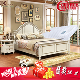 美式全实木床 欧式公主床1.5米1.8米白色双人床 高箱储物卧室家具