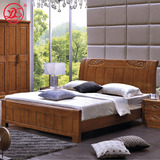 实木床 橡木1.8双人床 大小户型高箱储物 中式雕花全实木卧室家具