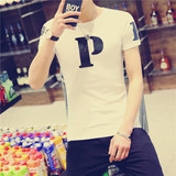 夏季韩版修身款夜店男个性紧身弹力短袖体恤半截袖发型师潮流T恤