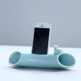 苹果手机陶瓷扬声器支架创意扩音器音响手机座迷你喇叭青瓷共鸣箱