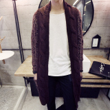2015秋冬新款韩版时尚中长款男士开衫外套加厚针织衫毛衣服装潮男
