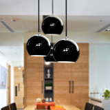 餐厅小吊灯吧台咖啡厅北欧式卧室书房铁艺半圆球形灯具饰单头黑色