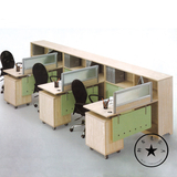 办公家具 卡位带书柜桌面式屏风组合办公桌3人多人职员桌工作位