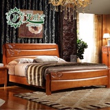 全实木床1.5 实木床1.8米床 原木色床2米2.2米床橡木床高箱储物床