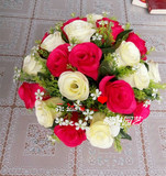 仿真玫瑰绢花套装花艺现代客厅餐桌装饰花瓶摆件高档婚庆把花绢花