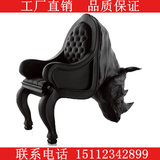 玻璃钢休闲椅犀牛椅创意雕塑动物椅霸气老板椅牛头椅玻璃钢异形椅