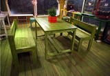 地中海实木餐桌椅组合做旧咖啡厅酒吧奶茶馆美式乡村复古饭店批发