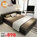现代简约榻榻米实木床1.2 1.5 1.8米储物双人床板式床 韩式田园床