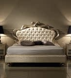 定制全实木床 欧式美式双人床 1.5 1.8米布艺软包公主床雕花婚床