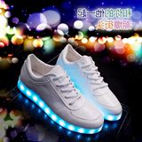 新款潮流七彩闪光灯发光鞋LED夜光鞋USB充电荧光鞋男女款情侣板鞋