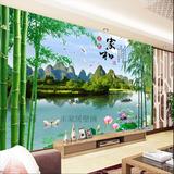 家和富贵竹子壁画墙纸3D立体客厅沙发电视背景墙壁纸风景画山水情