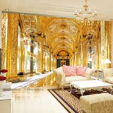3d立体定制大型壁画 卧室欧式墙纸奢华 客厅背景高档金色壁纸无缝