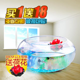 直销透明圆缸圆形生态创意玻璃乌龟缸金鱼缸水培缸花瓶包邮
