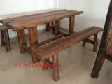 老榆木餐桌原木原生态桌全实木桌子老榆木家具多功能简约书桌茶桌