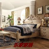 实木雕花床 美式复古床欧式床法式仿古做旧床 乡村风华白实木家具