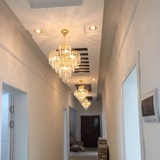 现代简约水晶灯饰餐厅吊灯玄关欧式金色卧室复式楼梯过道走廊长灯