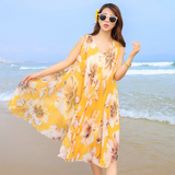 泰国旅游必备海边度假海滩沙滩中裙女夏天胖mm宽松大码连衣裙显瘦