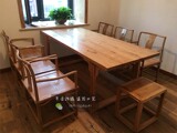 老榆木免漆禅意茶台新中式会议桌实木茶桌椅组合茶室会所家具定制