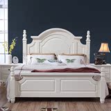 美式乡村纯实木床1.8米双人床白色欧式田园床简约公主床卧室家具