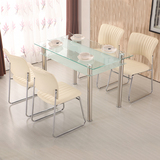 长方形钢化玻璃小户型餐桌椅组合简约现代创意家用4人饭桌饭店桌