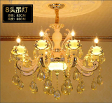 玉石水晶吊灯云石灯客厅餐厅卧室复式楼蜡烛锌合金欧式水晶吊灯饰