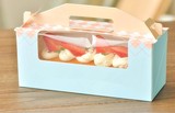 手提粉蓝蛋糕卷包装盒 蛋糕卷盒子纸杯蛋糕盒 含底托1个
