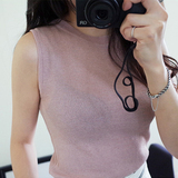 2016夏装韩版无袖百搭针织薄款修身吊带背心女短款外穿打底上衣