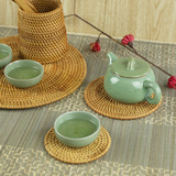 家好点 越南进口手工编织隔热垫 茶杯茶壶垫 餐桌垫 藤编持久耐用