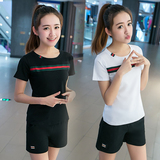 2016夏季韩版修身显瘦短裤短袖休闲套装女时尚跑步运动服两件套潮